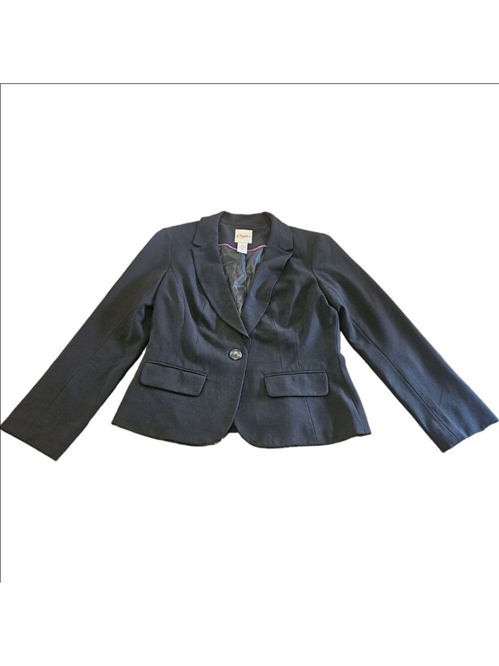 Women's Candie's Black Blazer Jacket with Pink Trim, Size L Junior's